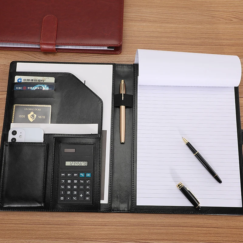 Leather Work Folder - Pasta de portfólio executivo de couro