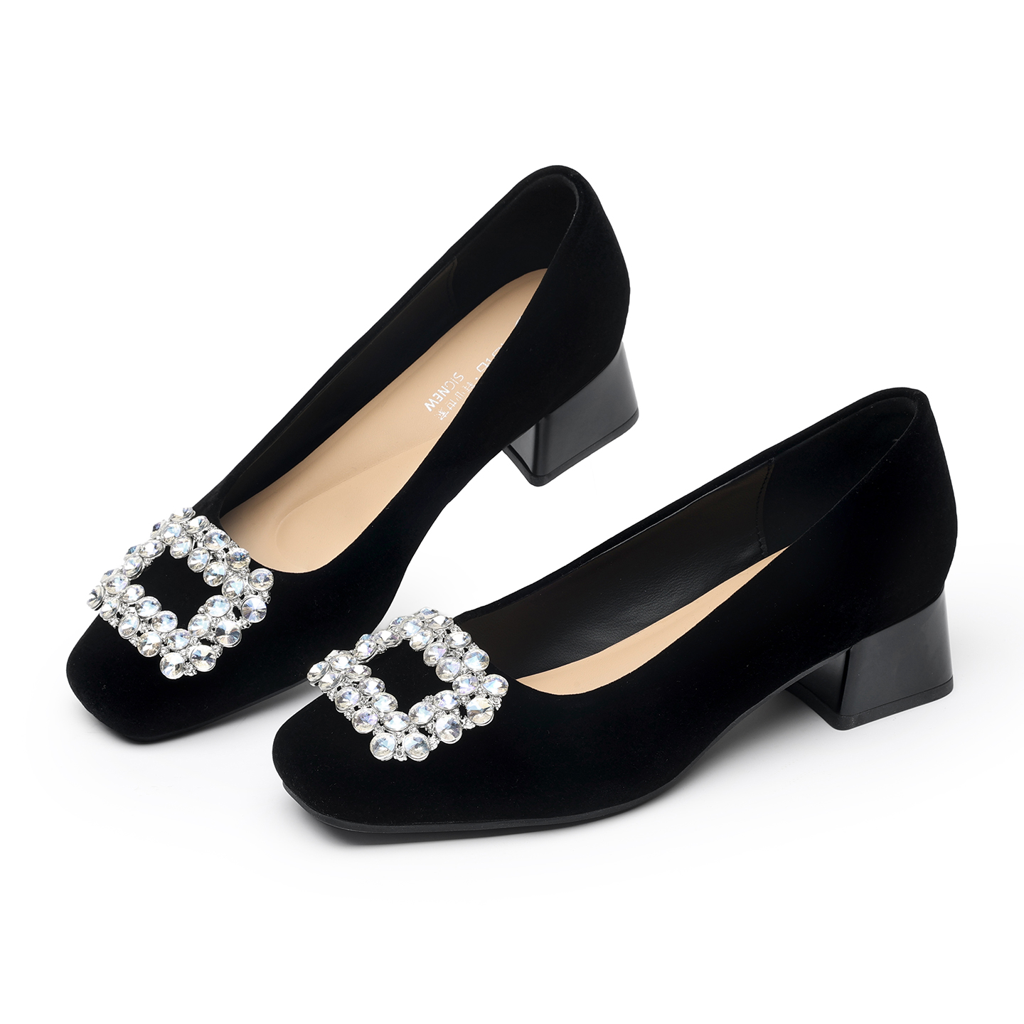 Leather Work Women Shoes - Sapatos Femininos com Fivela Quadrada de