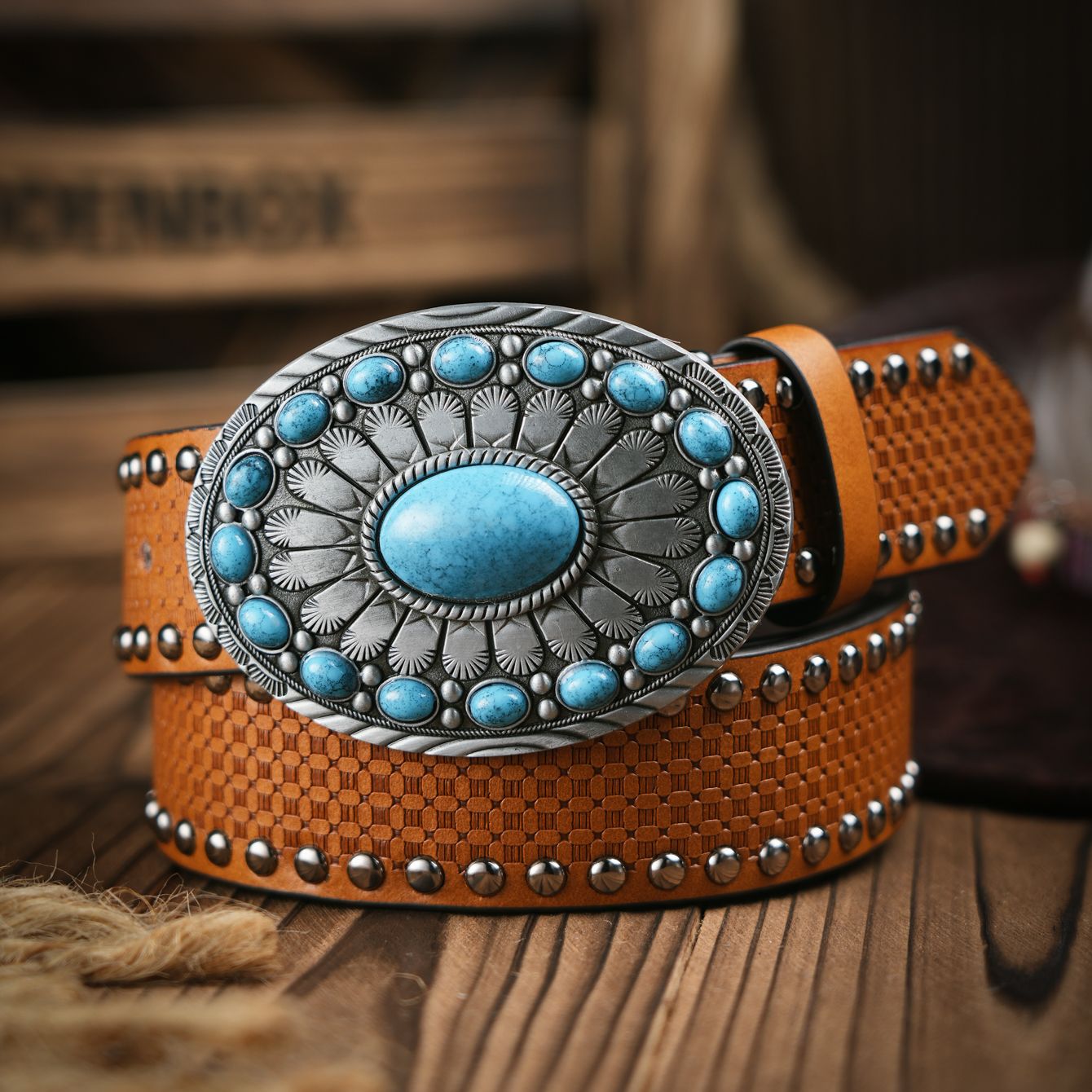 Leather Works Belt - Cinto Casual Retro para Homens e