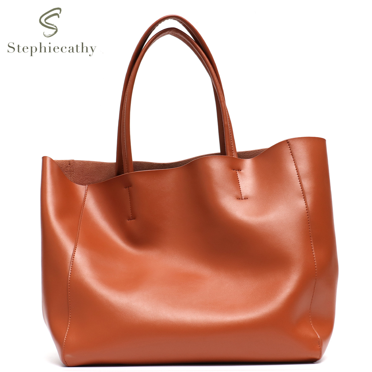 Leather Workshop - Bolsa tote grande minimalista feminina, bolsa