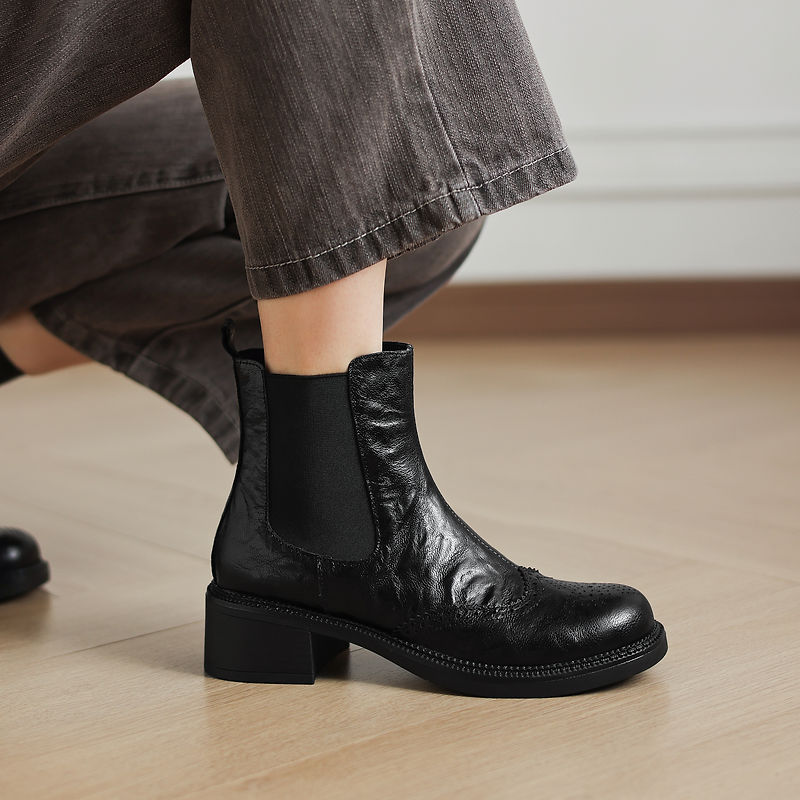 Leather Work Women Shoes - NOVAS Botas de Outono para Mulheres,