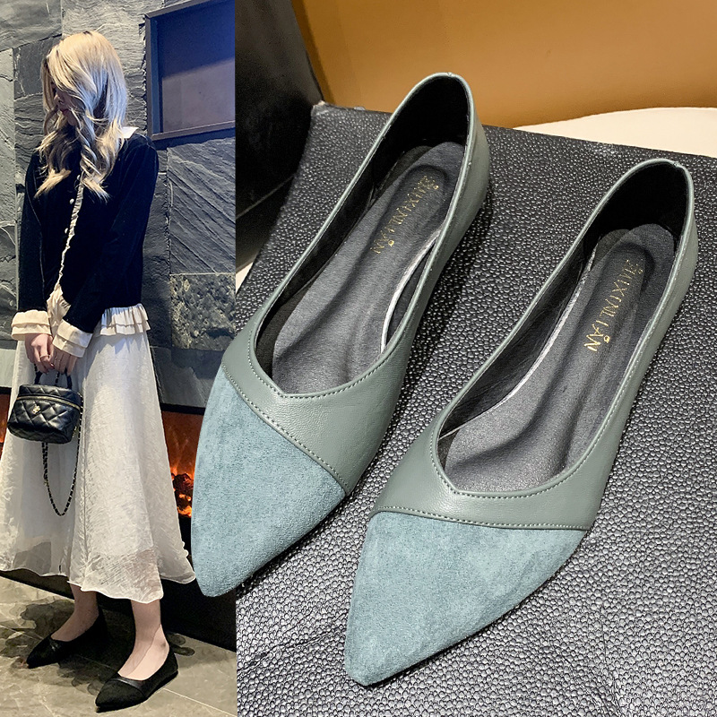 Leather Work Women Shoes - Sapatos planos de couro preto para