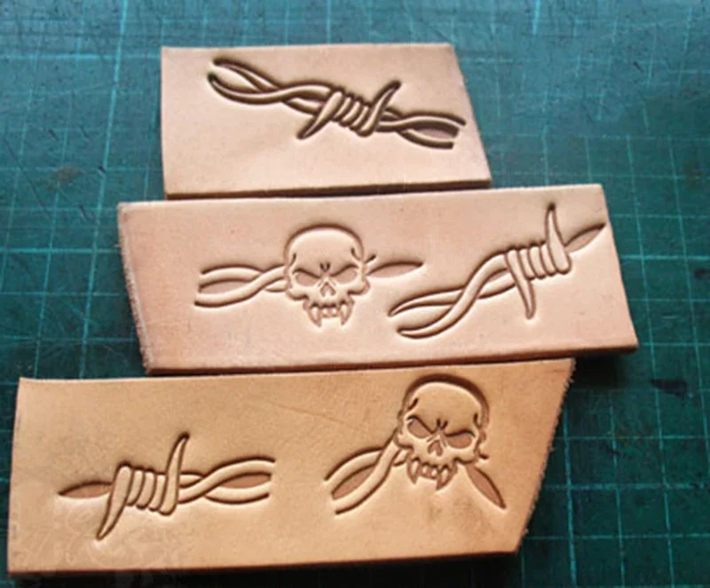 Unique Leather Work - 5 peças espinhos e crânio padrão