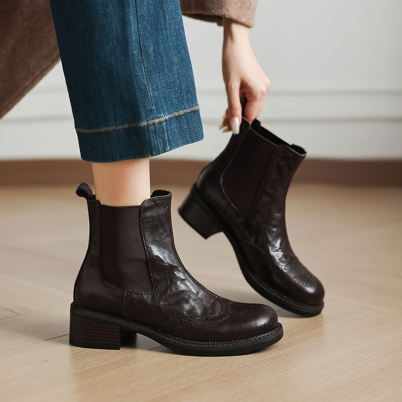NOVAS Botas de Outono para Mul - Leather Work Women Shoes avaliação e preço