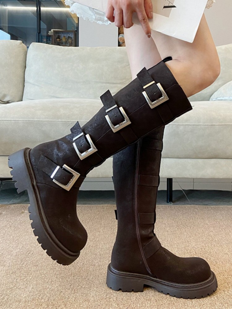 Botas Femininas de Cano Alto c - Leather Work Women Shoes avaliação e preço