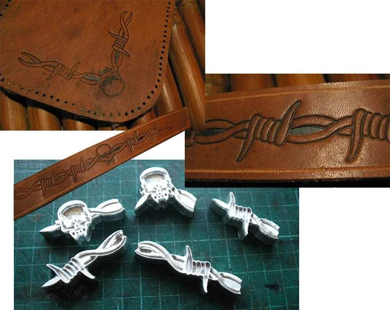 5 peças espinhos e crânio padr - Unique Leather Work avaliação e preço