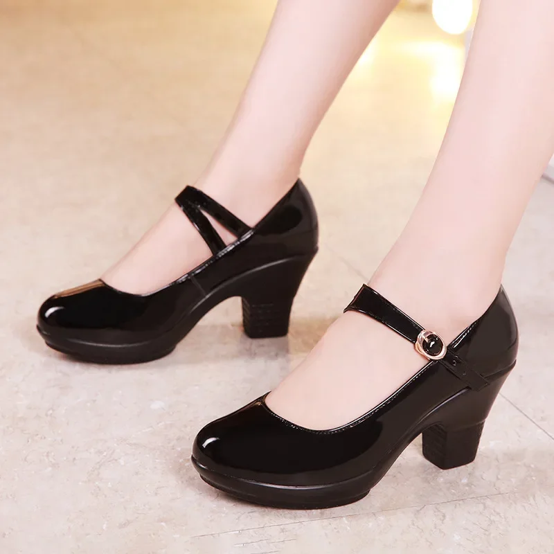 Sapatos Mary Jane de Salto Blo - Leather Work Women Shoes avaliação e preço