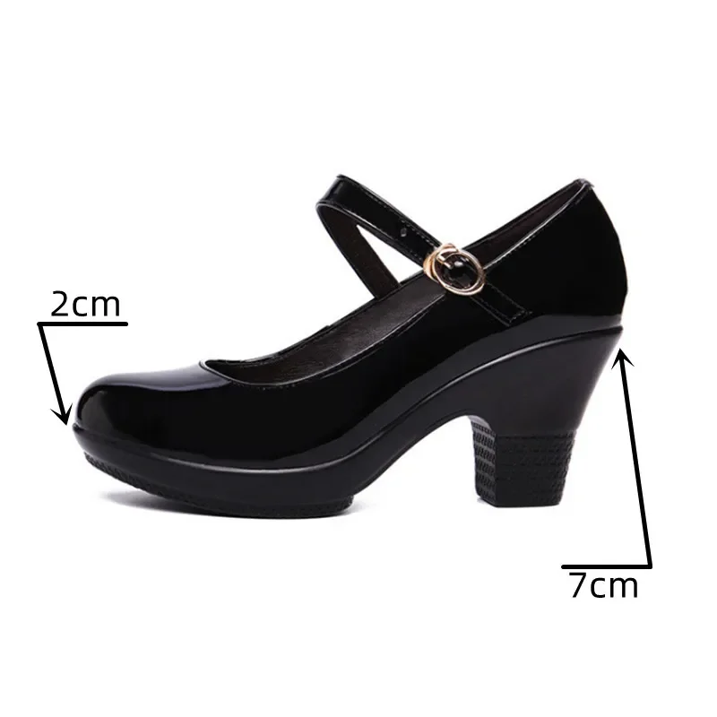 Sapatos Mary Jane de Salto Blo - Leather Work Women Shoes avaliação e preço