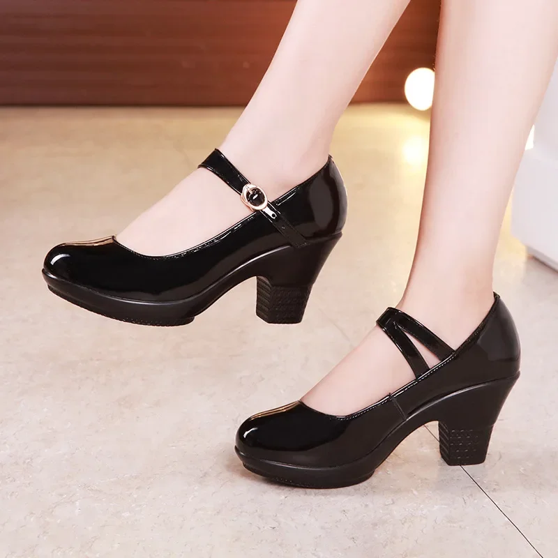 Sapatos Mary Jane de Salto Blo - Leather Work Women Shoes avaliação e preço