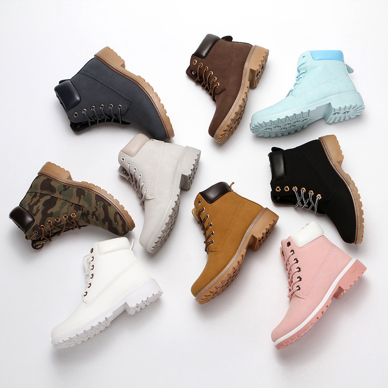 Botas de plataforma feminina d - Leather Work Women Shoes avaliação e preço